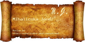 Mihalicska Jenő névjegykártya